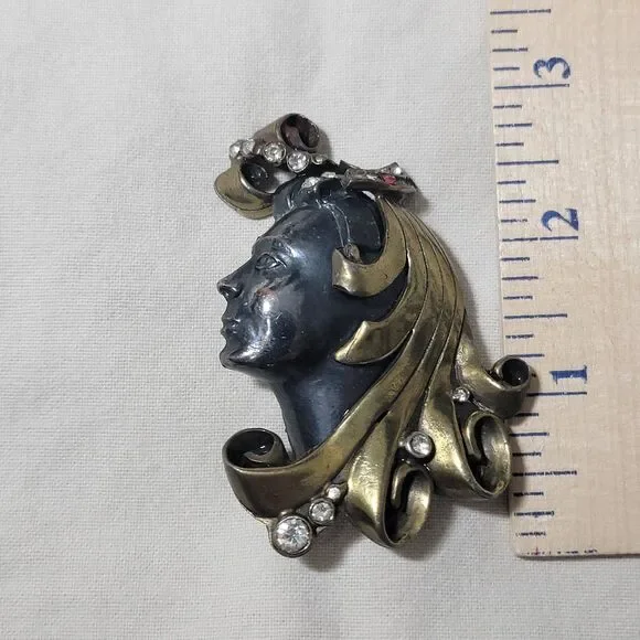 Unsigned‎ 1941 Black Starr & Gorham Glamour Head Showgirl Pin Brooch RARE READ